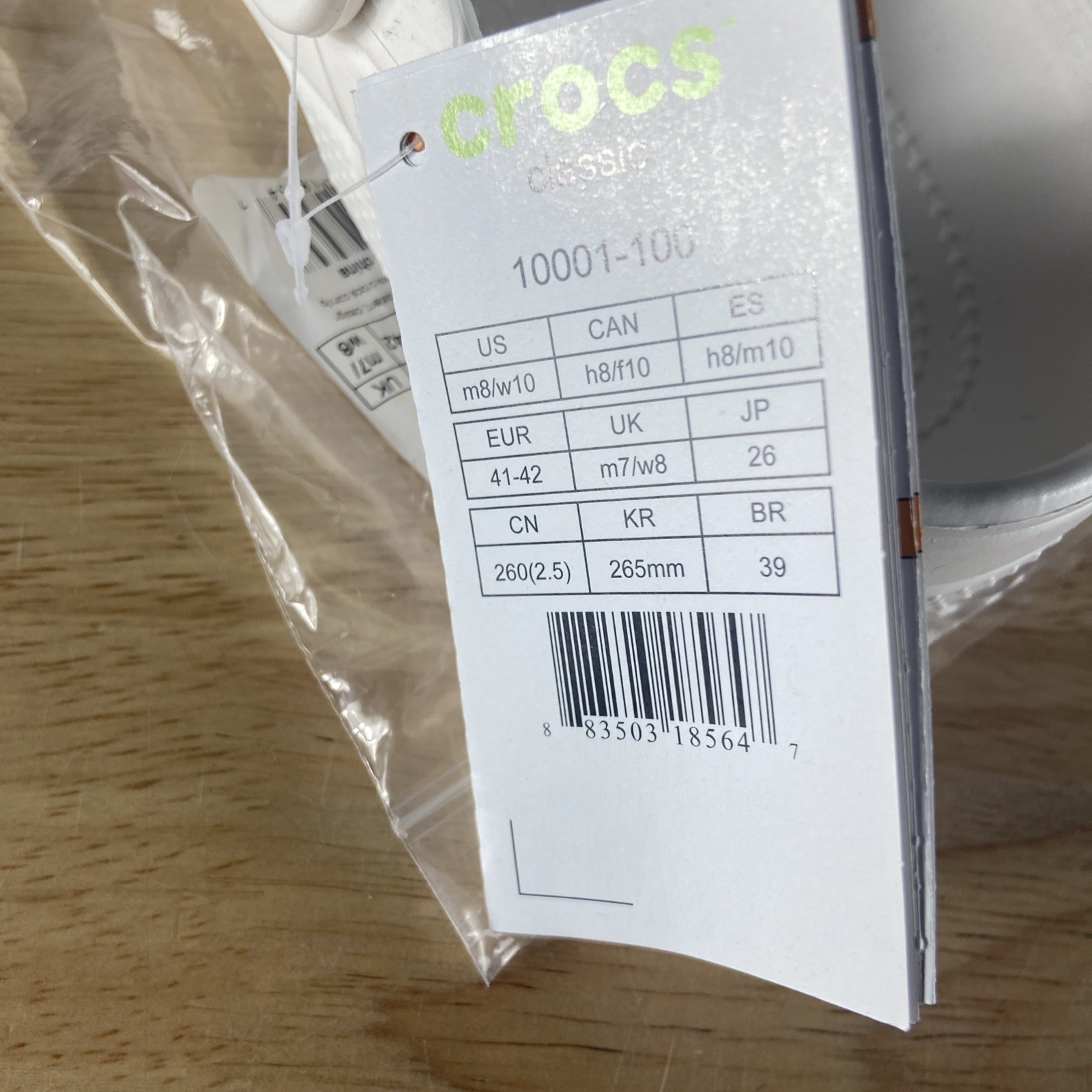 Crocs Classic Clog – White – Women W10 / Men M8 – Brand New