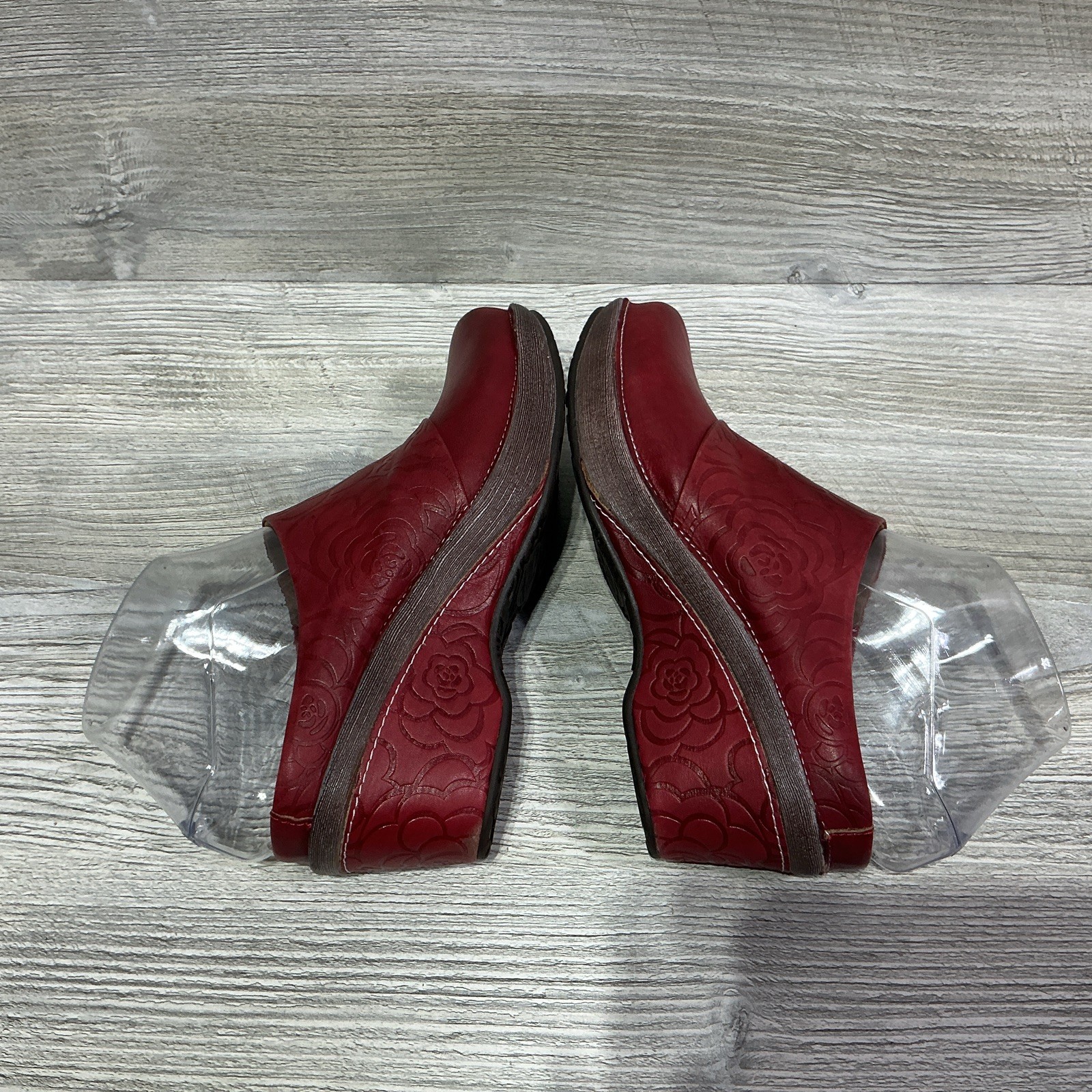 L’Artiste Spring Step Womens Dark Red Leather Mule Clogs Bande 37 EU US 6.5 / 7