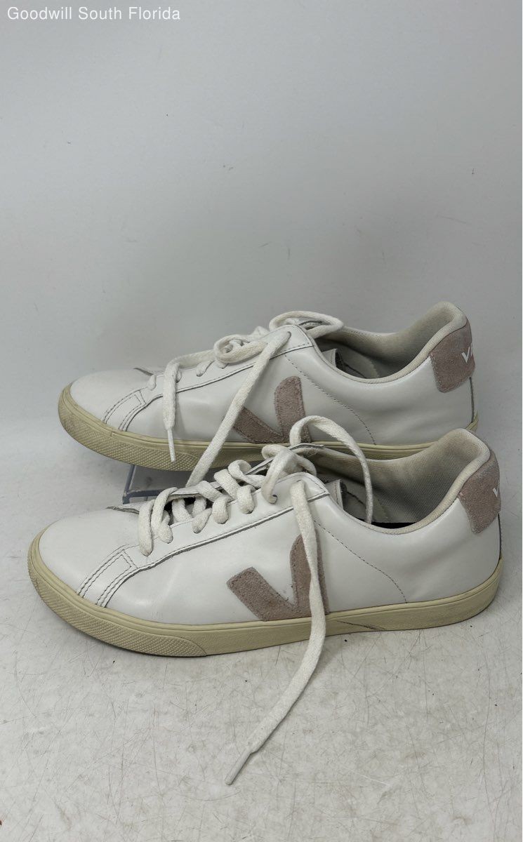Veja Womens Esplar White Leather Lace-Up Low Top Round Toe Sneaker Shoes Size 8