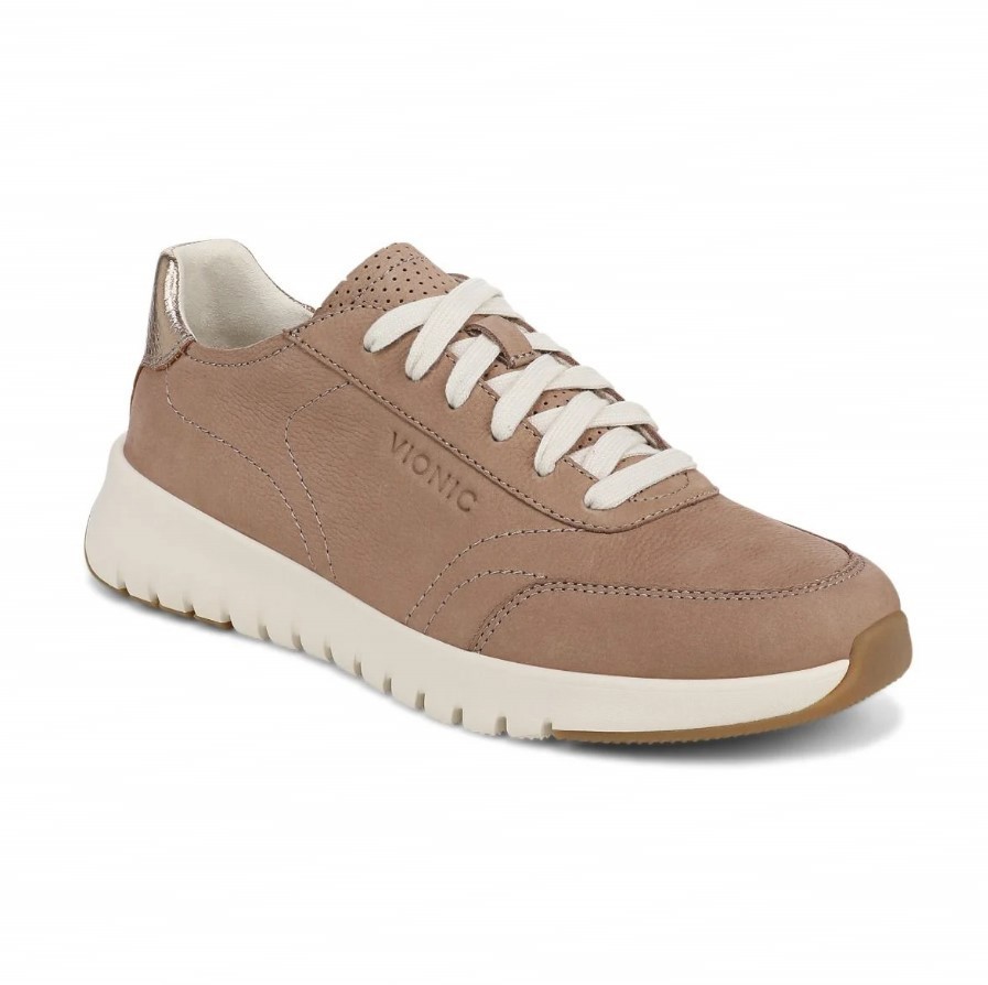 VIONIC Women Uptown Sneaker, Desert Sand Nubuck (NEW)