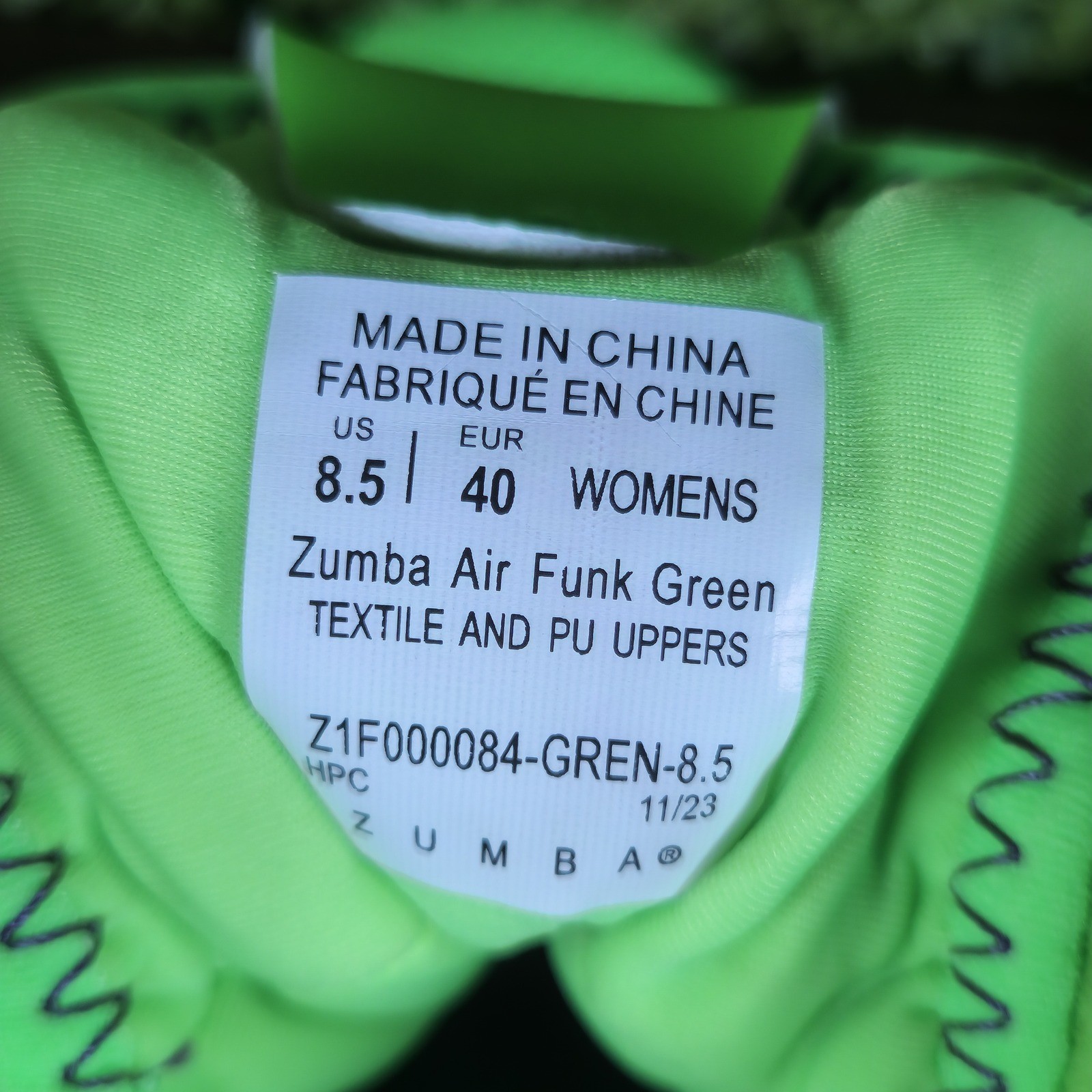 Zumba Air Funk Green Neon High Top Dance Fitness Sneakers Womens 8.5