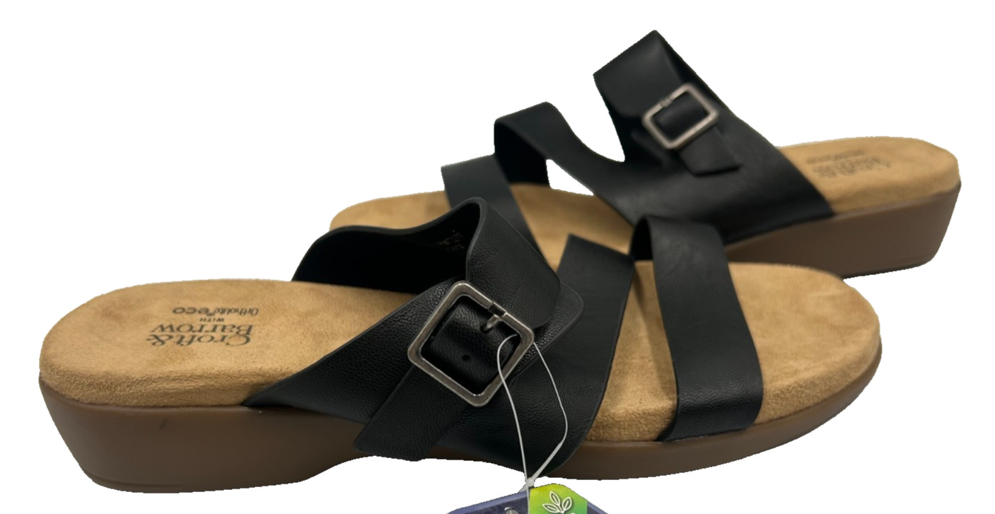 Croft & Barrow Women’s Laylah Slip On Fashion Sandals Black/Brown Size:8 155J