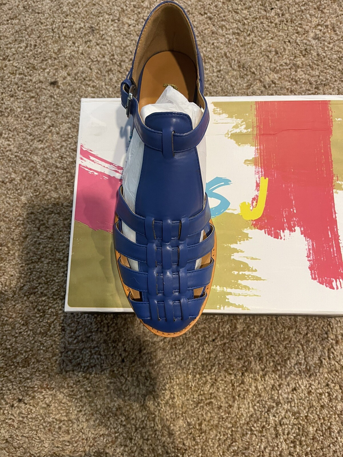 FSJ shoes Low Block Heel Blue Sandals