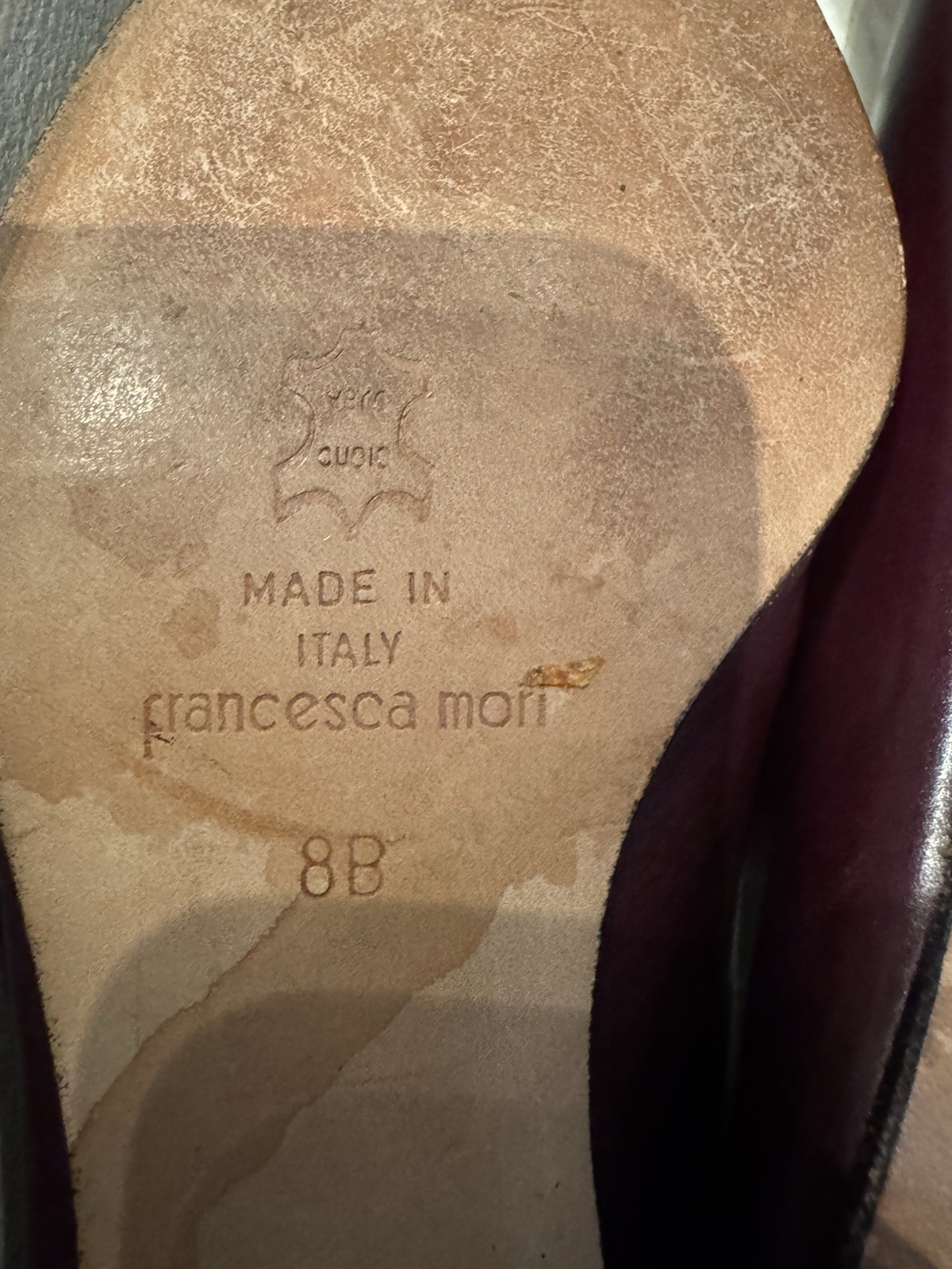 Nickels Raisin Leather Pointed Toe Block Heel Pumps Made in Italy Women’s US 8