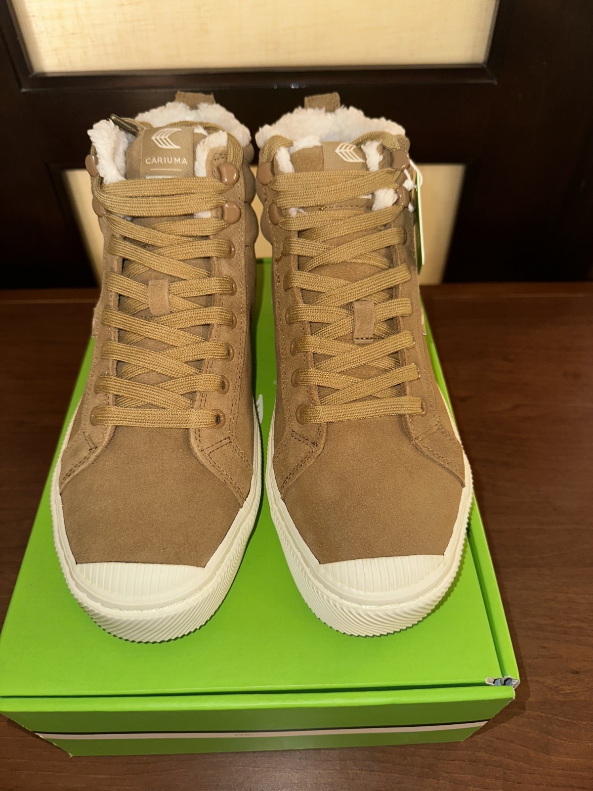 Cariuma Womens OCA High Therma Camel Vegan Suede Sneakers Boot Size 10