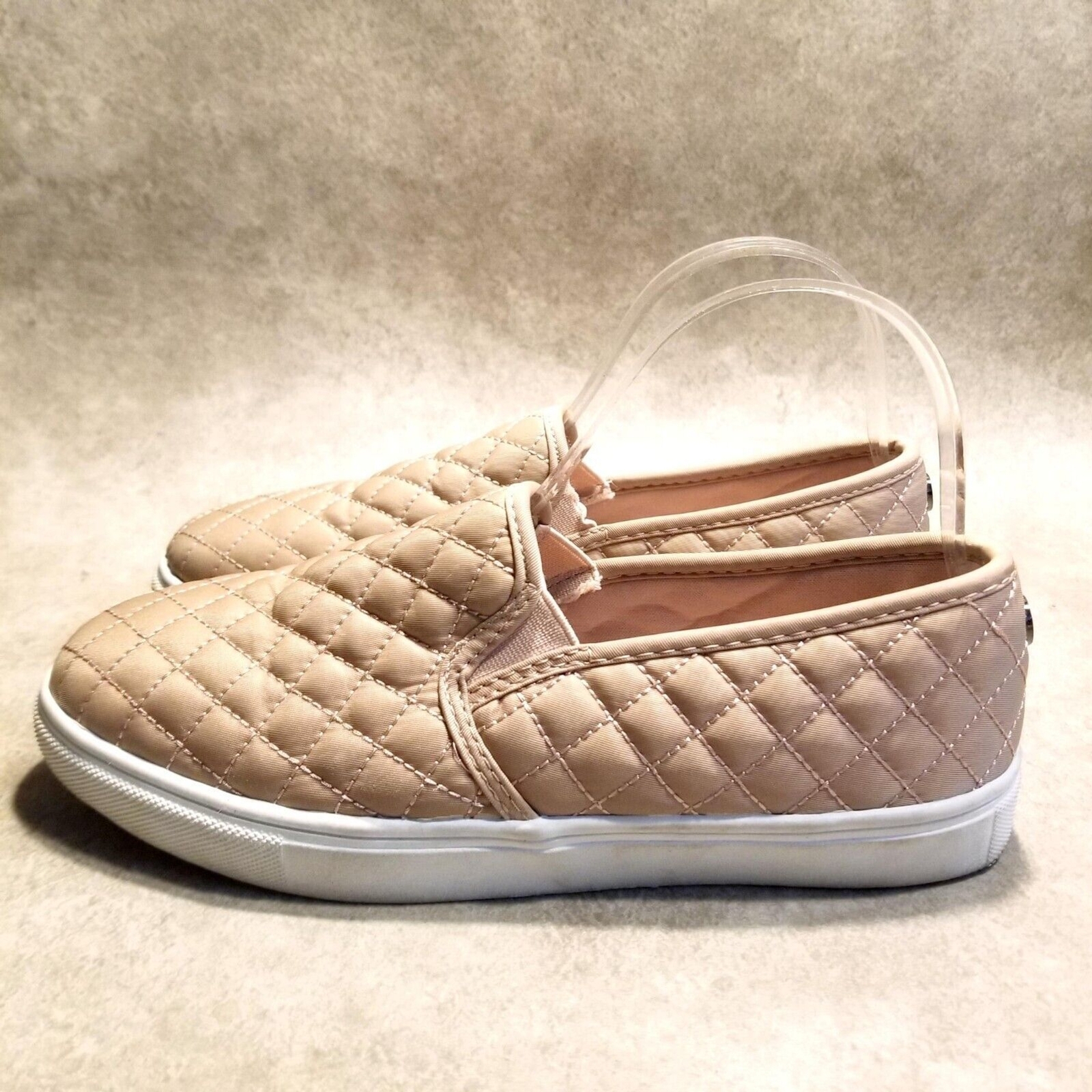 Stevies Womens Size 5 Tan Textile Quilted Slip On Sneaker Flats
