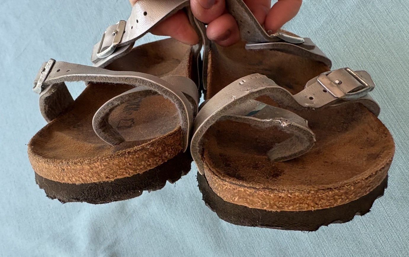 Silver Birkenstock Mayari Birko-Flor Sandals Women’s EU 36/US 5-5 1/2