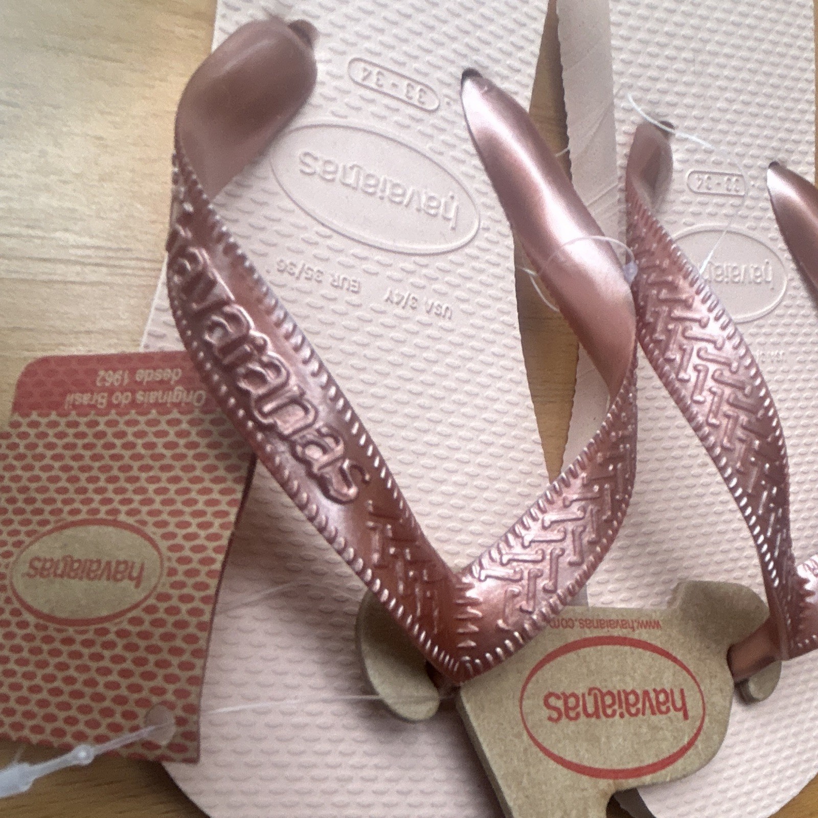Havaianas Ballet Rose Solid Flip Flop Sandals Kids US 3/4Y 33/34 EU 35/36