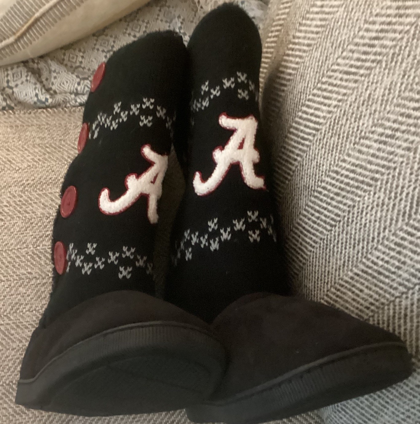 College Edition Women’s Black knit Boots Size 11/12 Alabama NWT