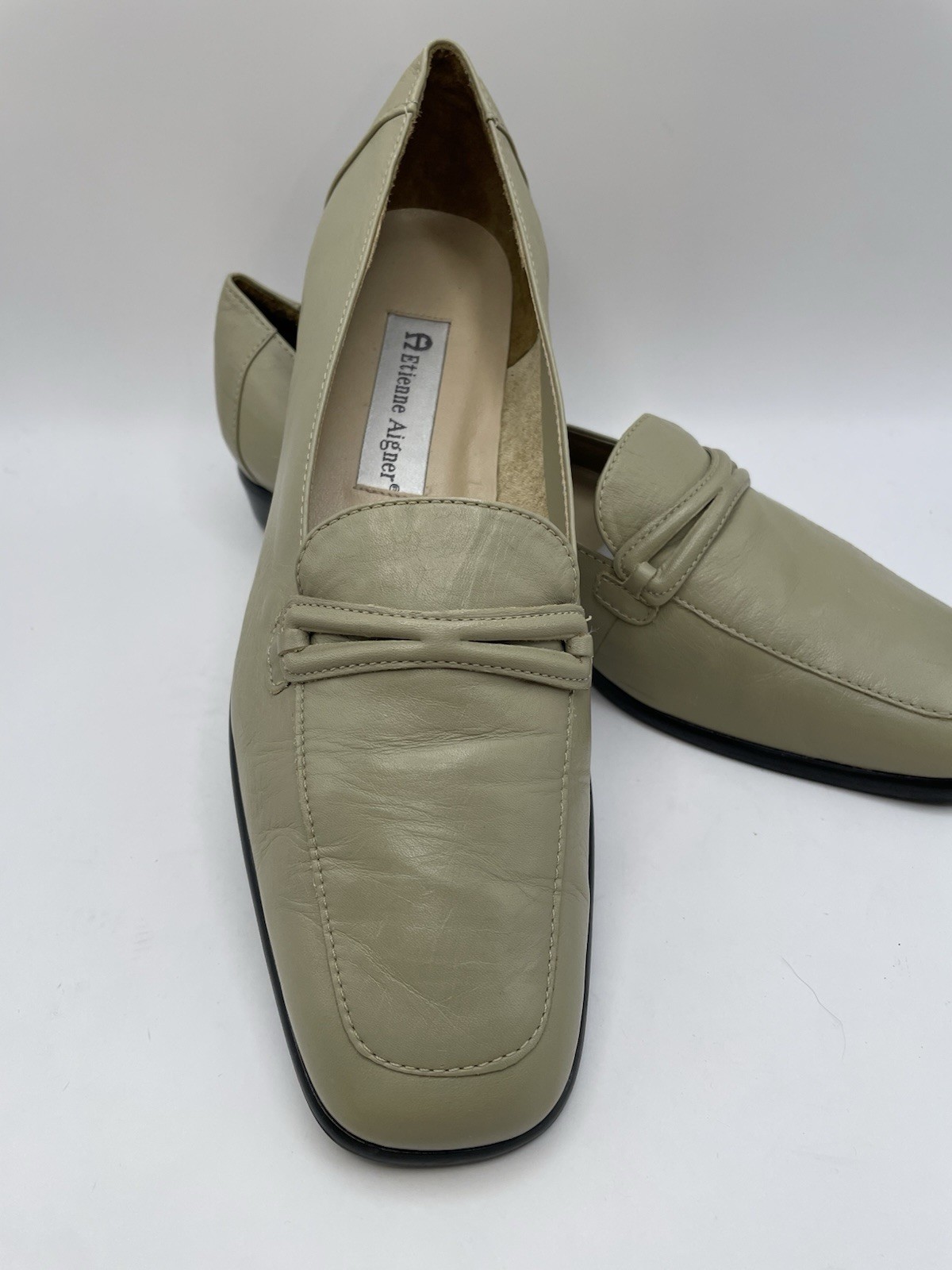 Etienne Aigner Loafers 8 M Pistachio Leather Vintage 90s Classic STELLA