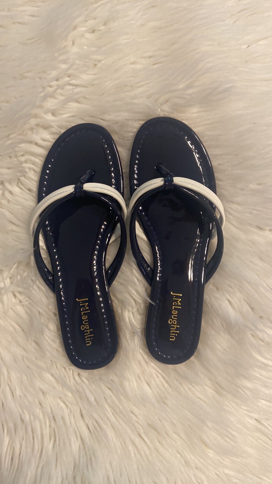 J. McLaughlin Blue and White SandalsClassic Thong Style size not available