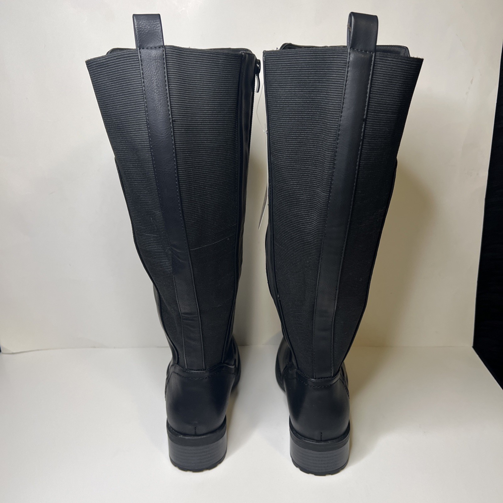 Wide Calf Black Knee High Zip-Up High Heel Boot Chicblooms Curvy Love Sz 6.5 NWT