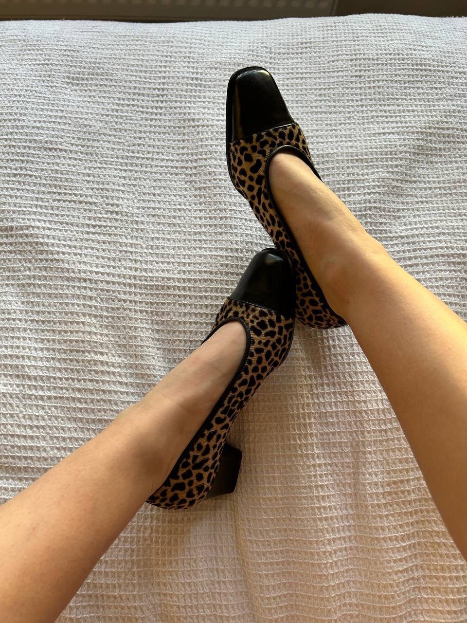 Vintage Valbrenta Leopard Pony Hair Pumps Made in Italy Block Heel EU36.5 US5.5