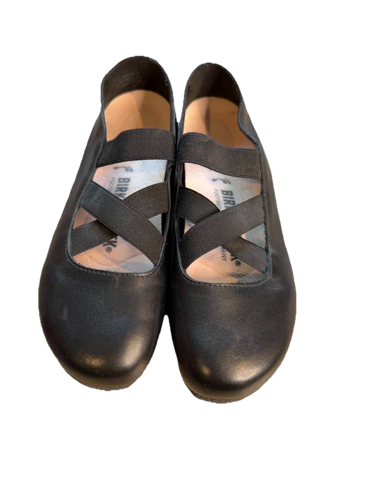 Birkenstock Women’s 37 US 6 Santa Ana Ballet Flat Black Leather Shoes S3