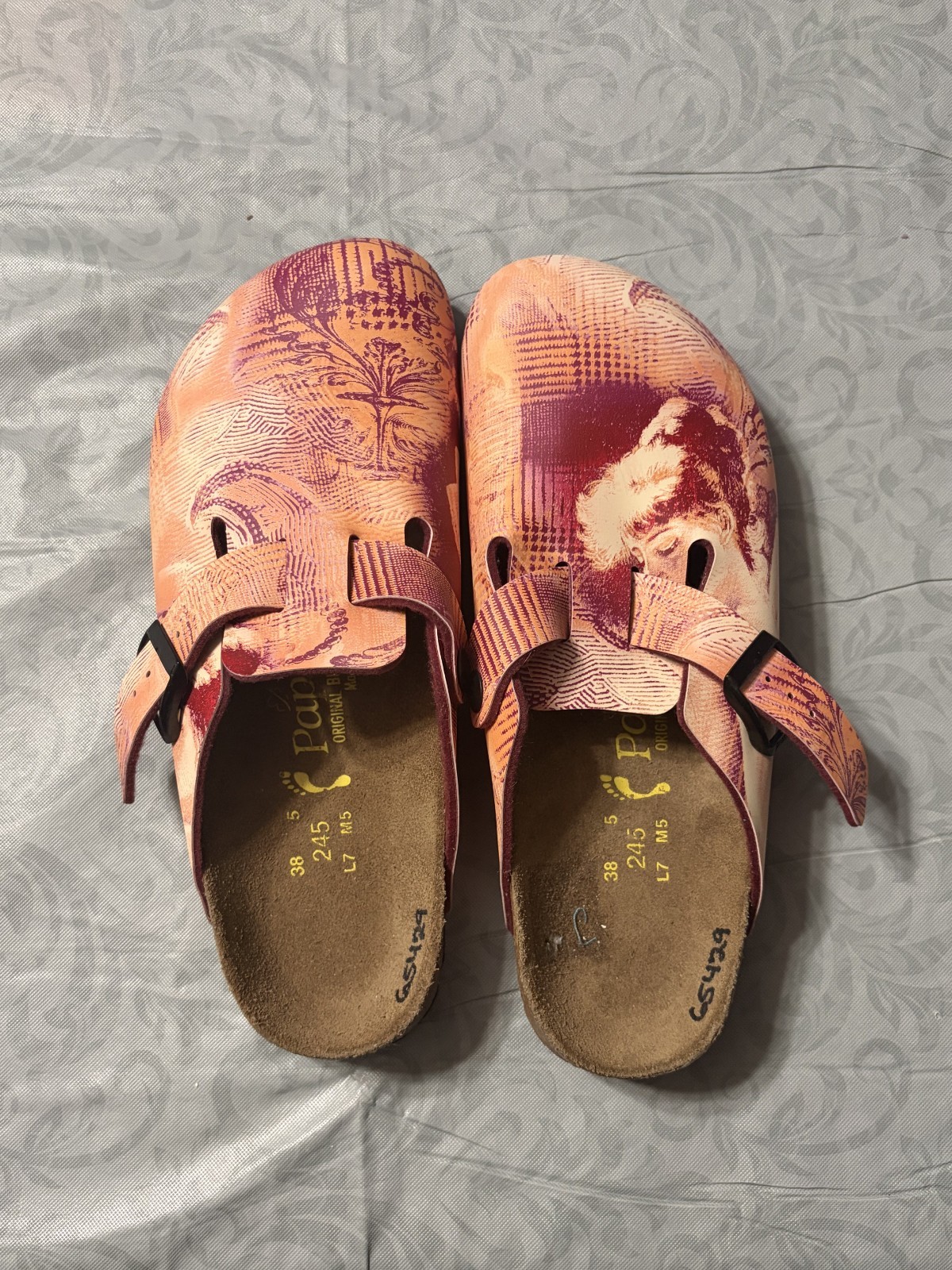 Papillio Birkenstock orange and pink womans size 8/38 clogs