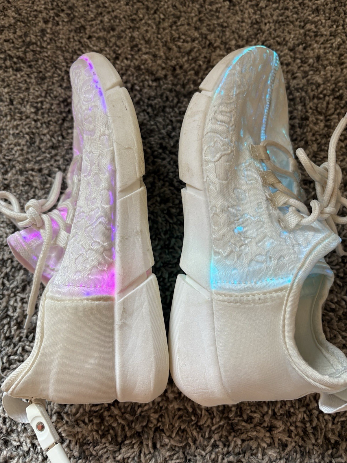 LED FIBER OPTIC Light Up, Rechargeable Women’s Tennis Shoes With USB Cord