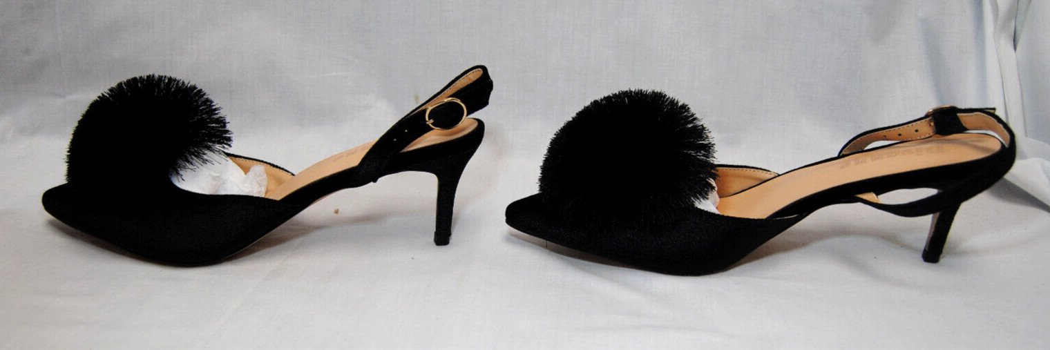 Divanne Women’s Puff Pompom Slingback Pumps Pointed Toe Kitten Heels New T2346