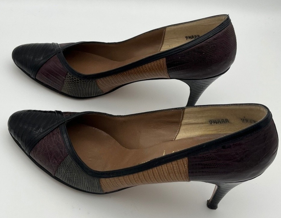 Hemphill Wells De Vino Vintage Genuine Reptile Multi-colored Pumps; Size 9.5 AAA
