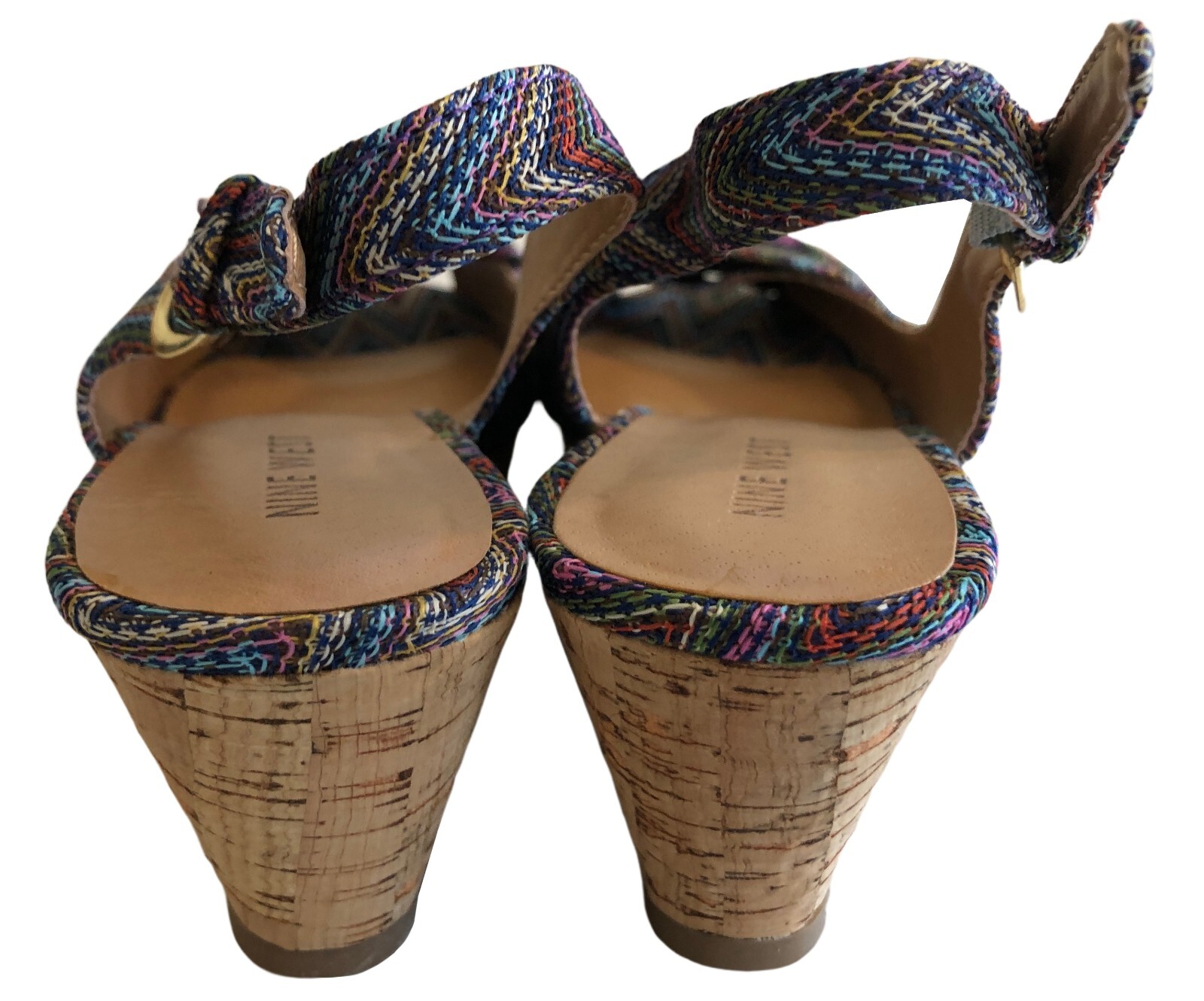 NEW Nine West ABBE Boho Cork Wedge Sandal Sz 7.5M NWOT Woven Hippie