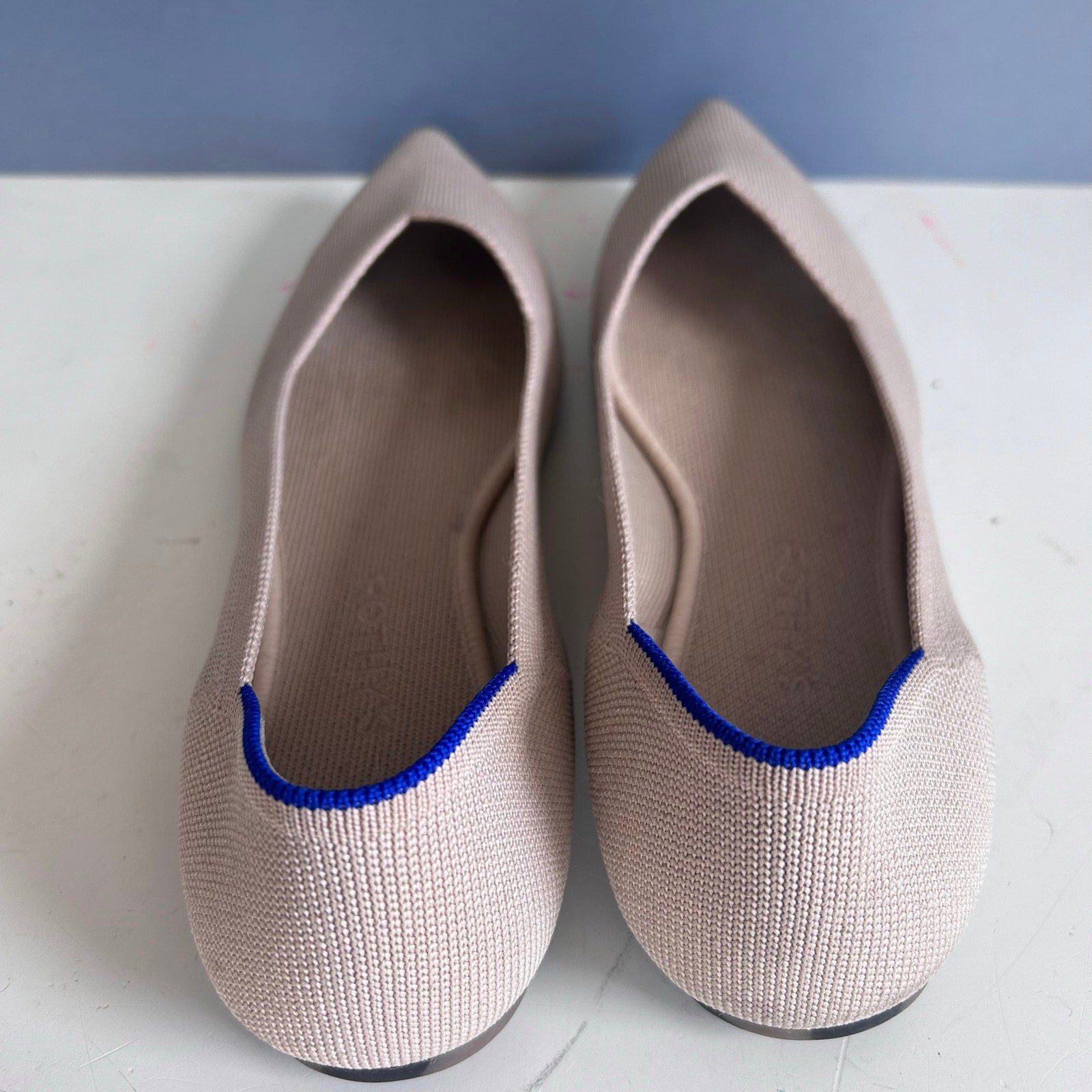 Rothy’s pointed flats size 11 The Point II Diamond Twill bone off white