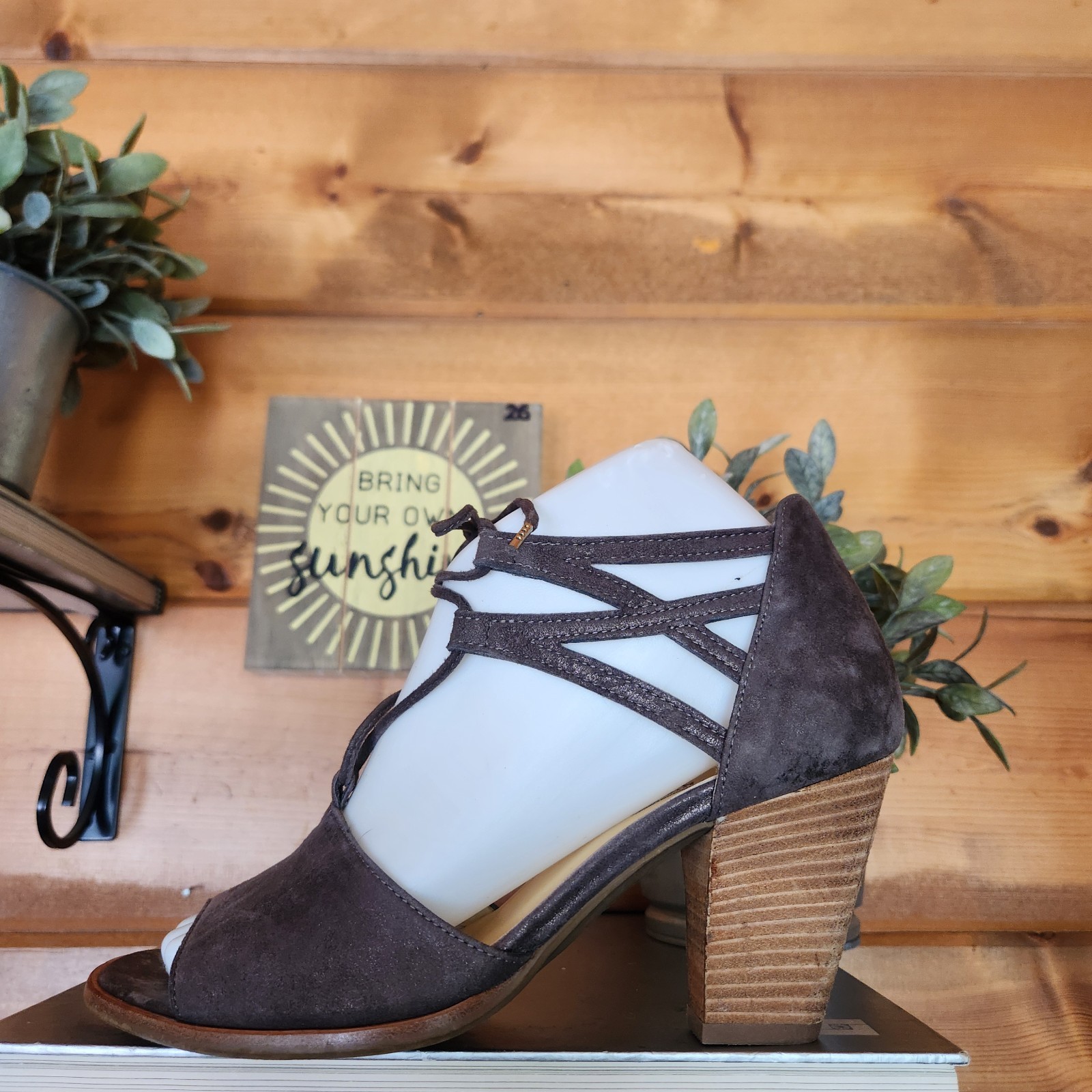Paul Green Veronica Block Heel Leather Sandal Earth Metallic Strappy US 7/UK 4.5