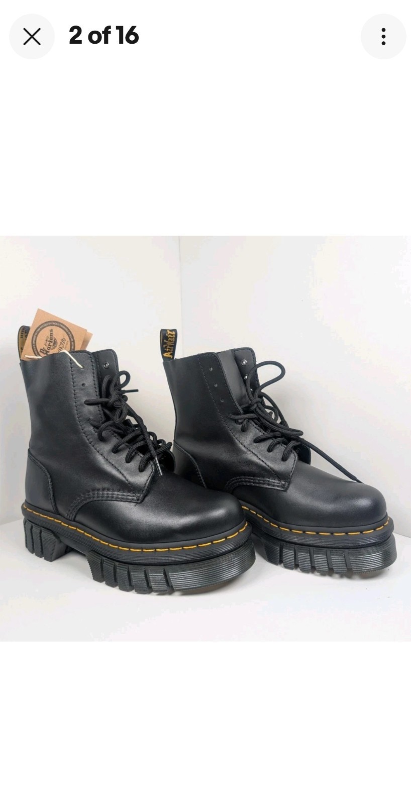 Dr. Martens Audrick Womens Size 8 Lace Up, «8 Eye» Boots Black Platform New!!