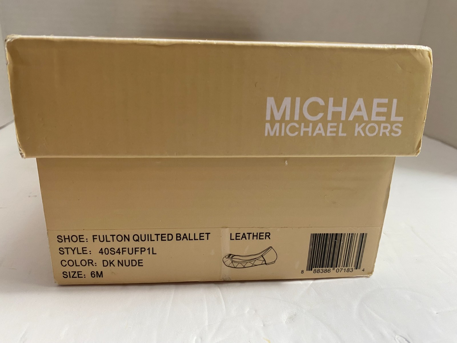 Michael Kors Fulton Quilted Ballet Flats Dark Gray Leather Silver MK Logo 6M-New