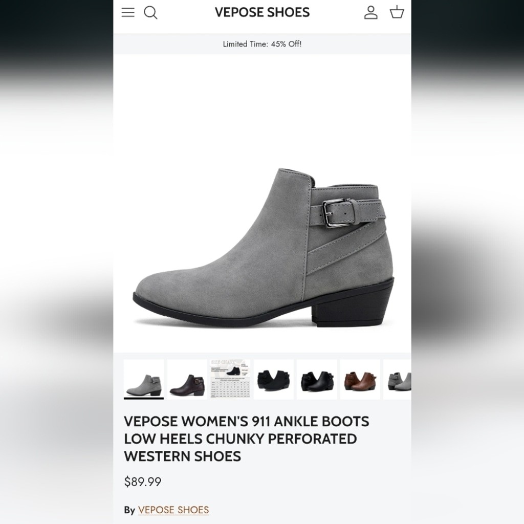 New Vepose Women’s 911 Ankle Boots Size 11