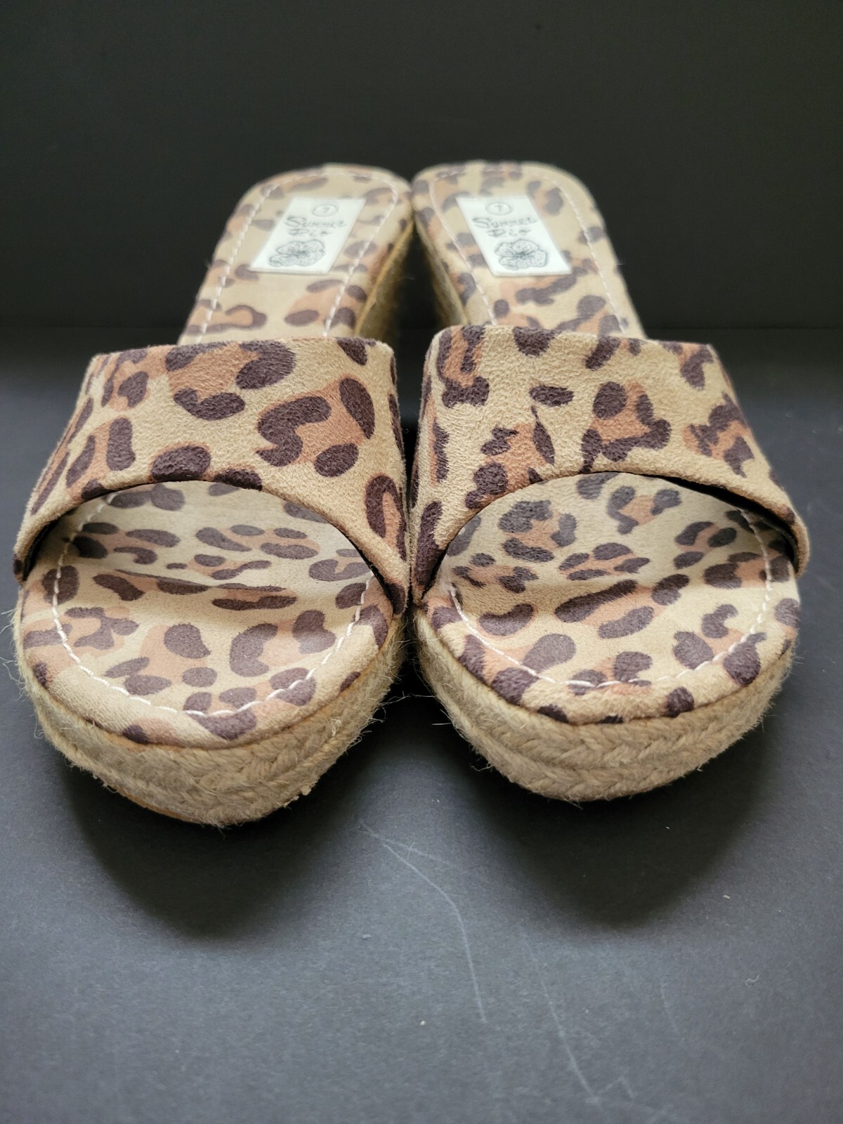 Espadrille wedge sandals 7 Leopard print Used good condition