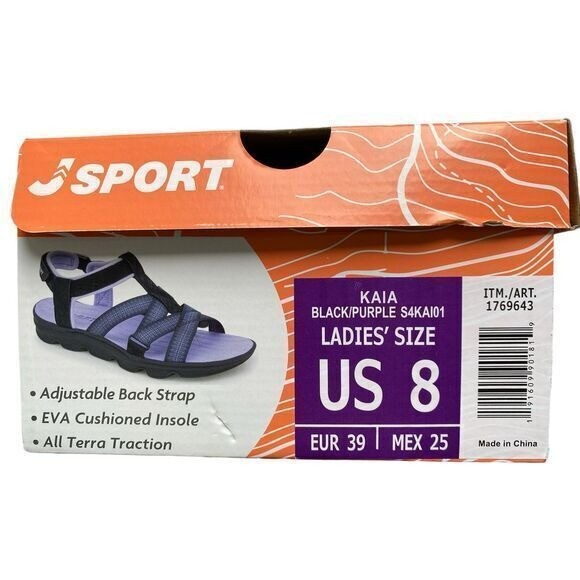 Jsport by Jambu Kaia Ladies’ Strap Sandal Black Size 8 New in Box!