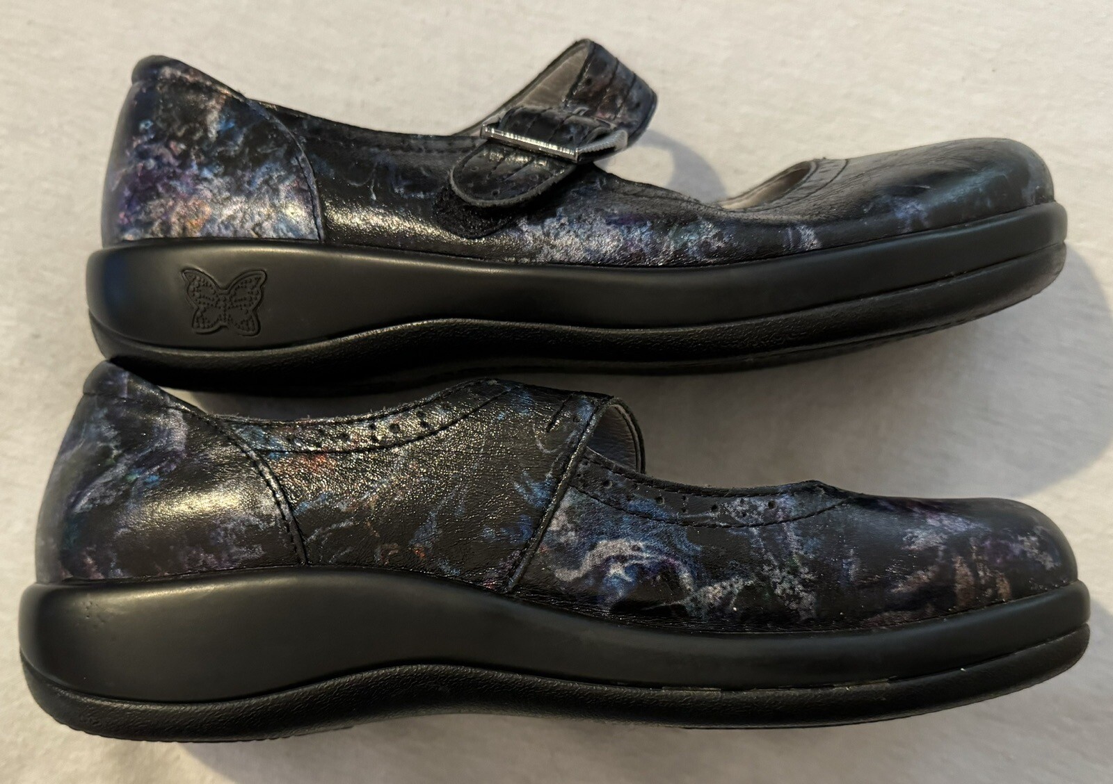 Alegria Black Space Galaxy Mary Janes Sz. 39 Buckle Butterfly Shoes