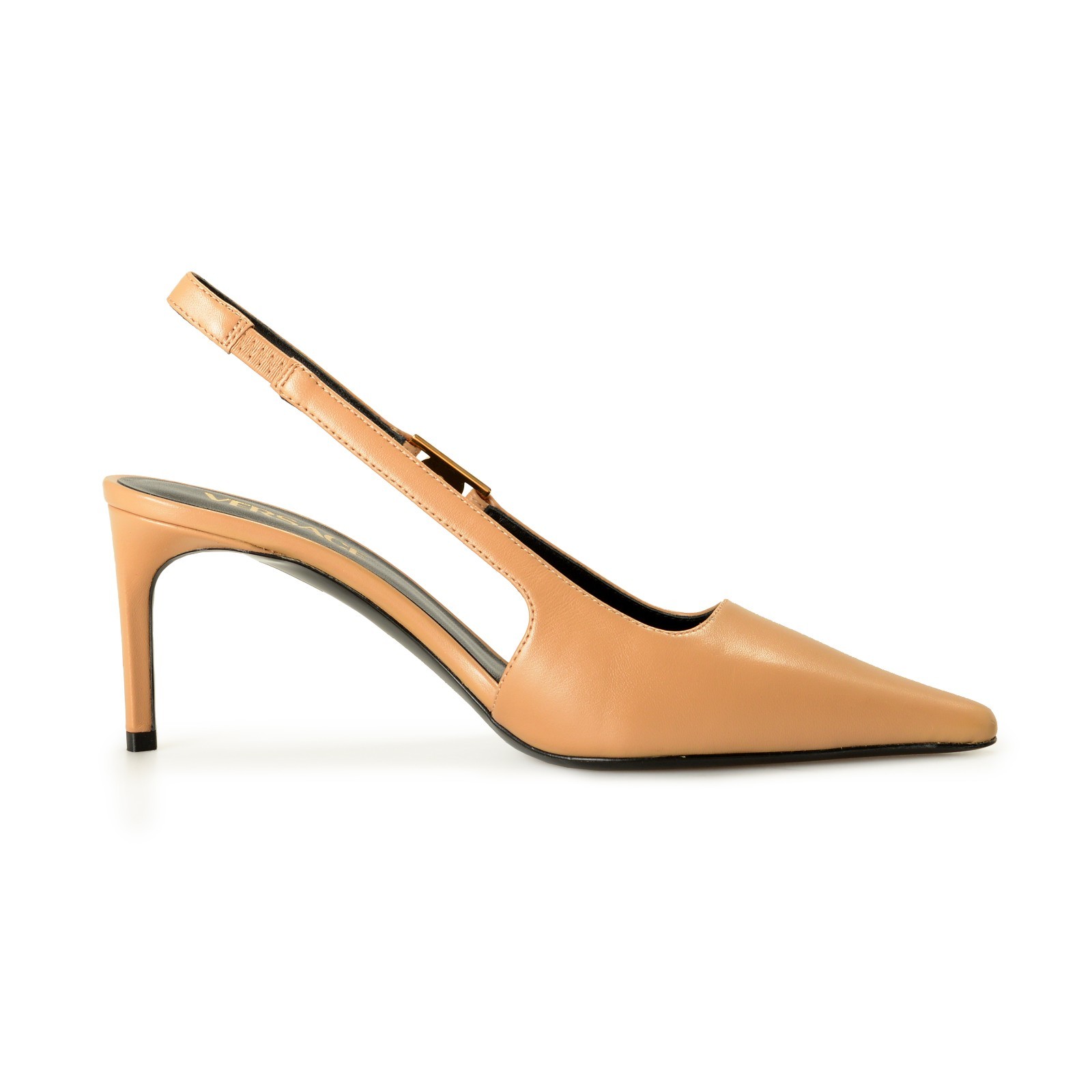 Versace Women’s Pale Nude 100% Leather Heeled Pumps Shoes US 6 IT 36