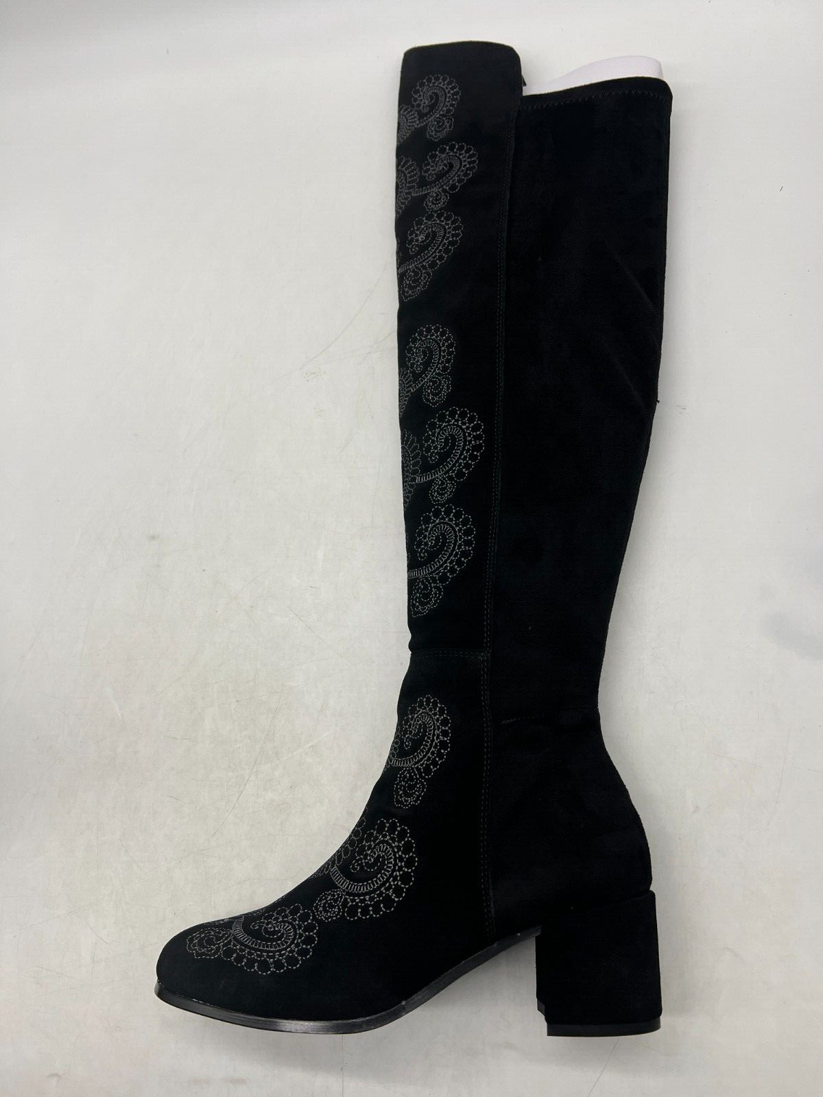 Sbicca Chenoa Black Over The Knee Boots Size 7.5 Embroidery Textile & Leather