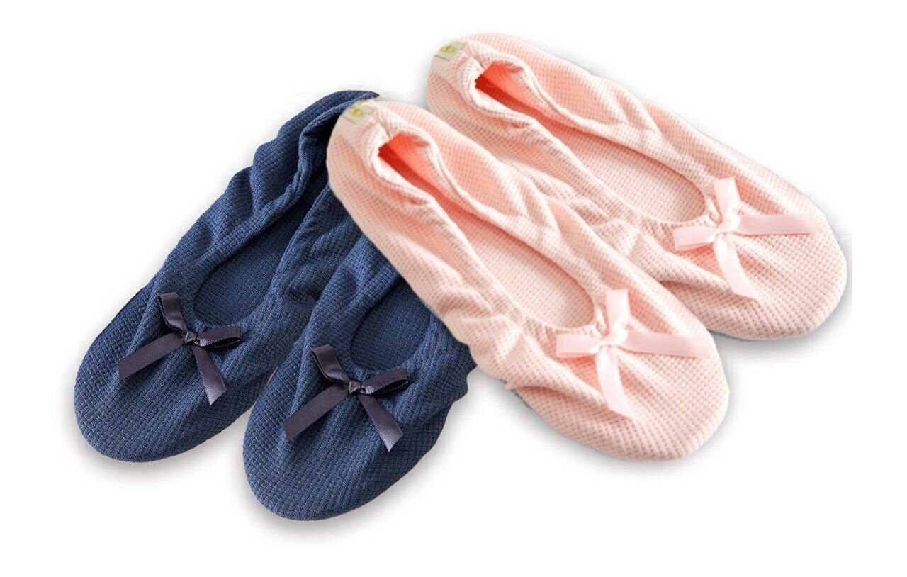 Very Peri Women’s Flat Slip On Terry Classic Cotton & Velour Ballerina Slippers