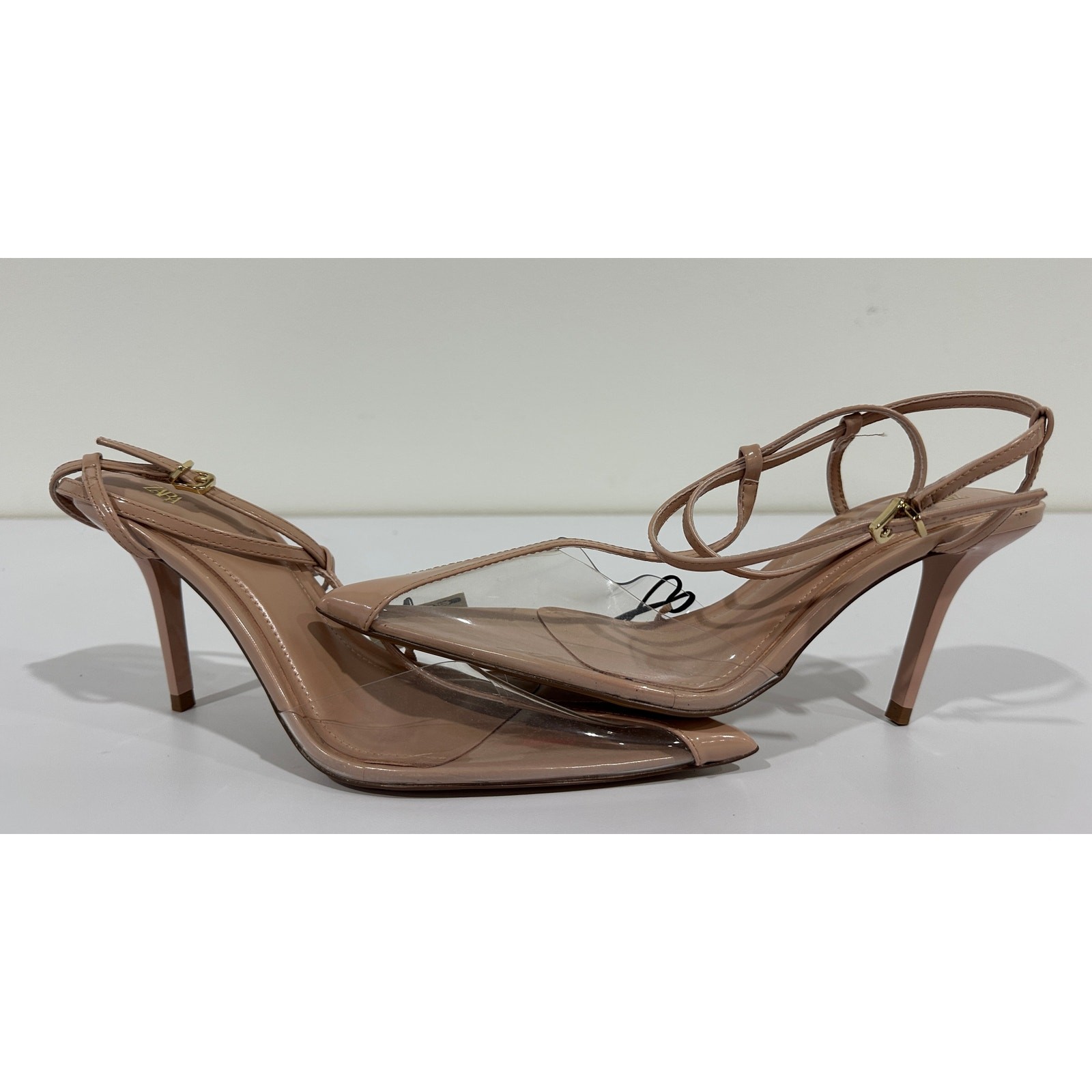 ZARA Women’s Pointed-Toe Slingback Heels Nude/Clear Size 10 NWT #016S