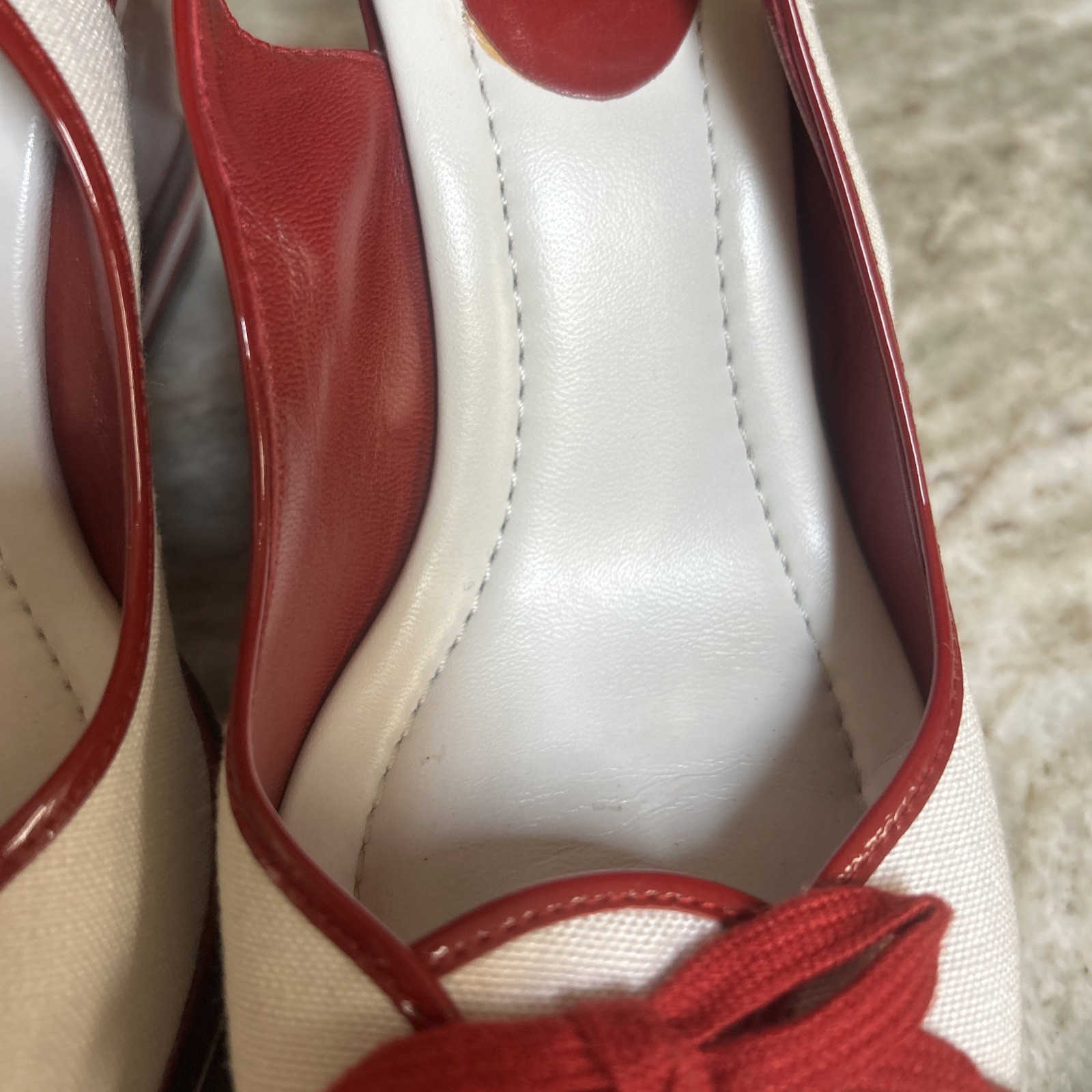 Cole Haan NikeAir G Series Air Tali WedgeRed Patent Leather Peep Toe Rare 8 1/2