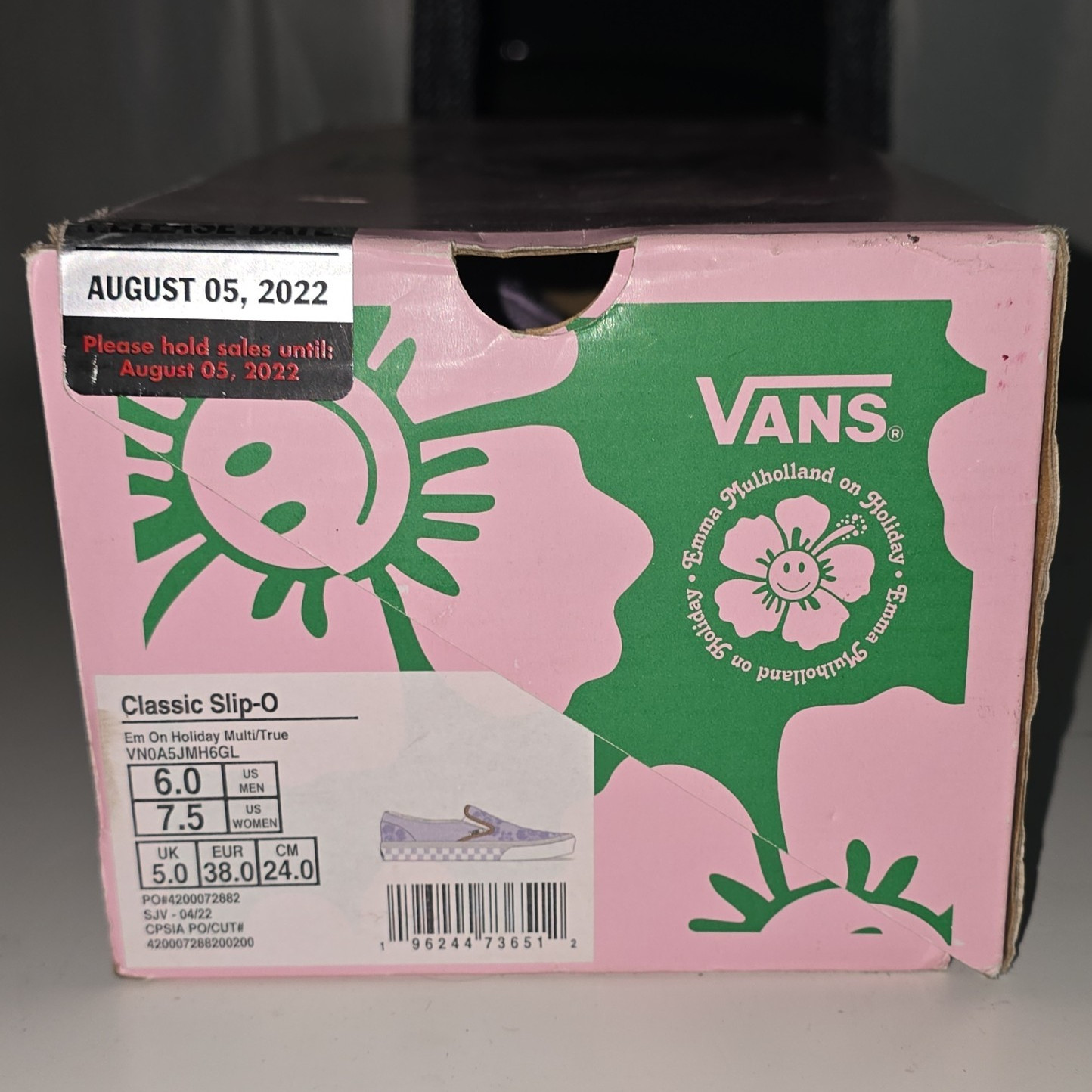 VANS Classic Slip-On Women’s 7.5 Purple Floral Embroidered Canvas