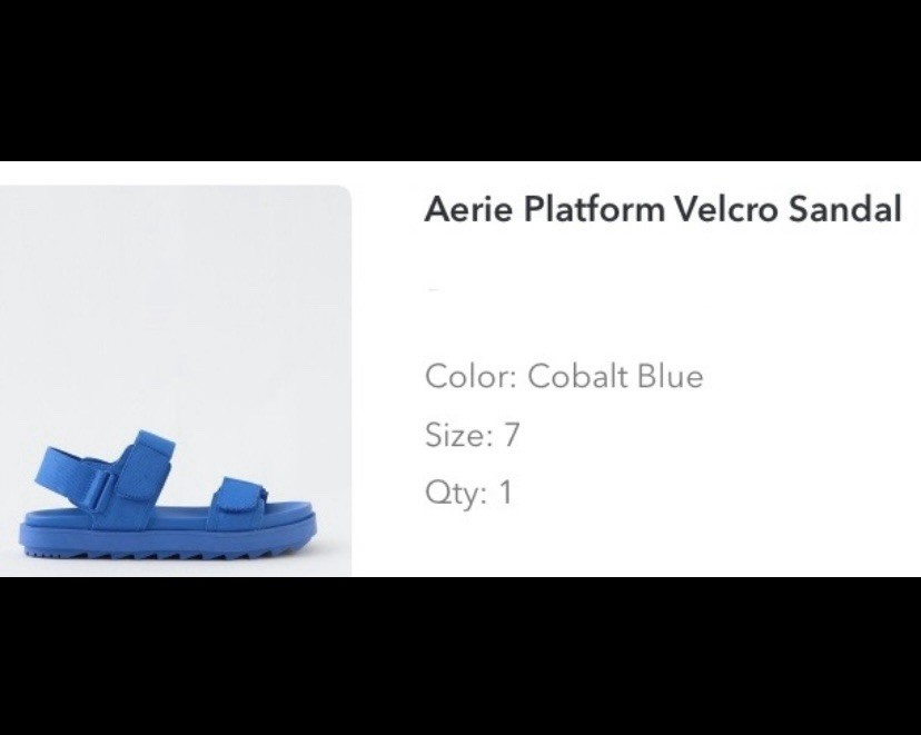 Aerie Women’s Strappy Sandal Hook & Loop Adjustable Strap Solid Blue 7