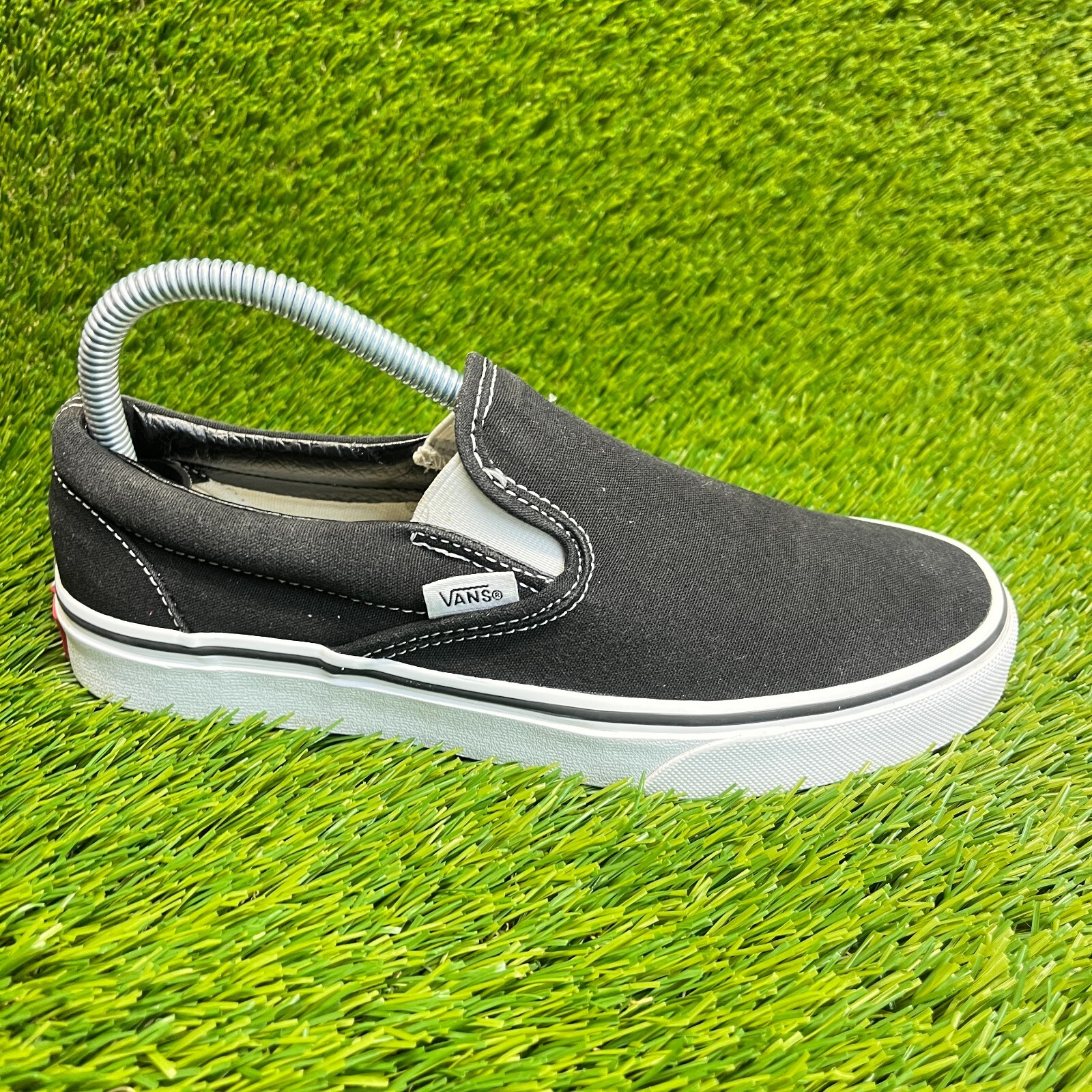 Vans Classic Slip On Womens Size 7.5 Black White Athletic Skate Shoes Sneakers