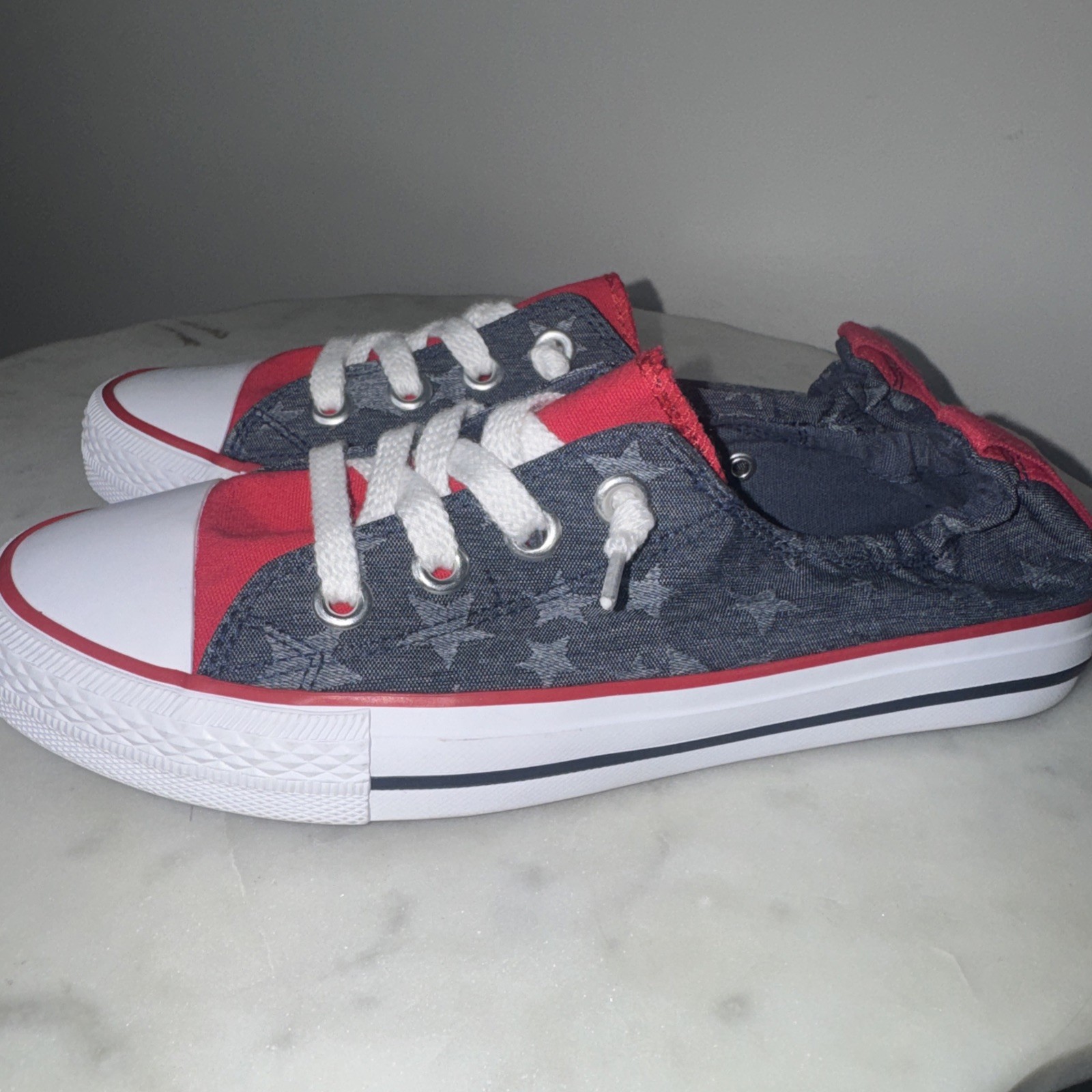 Women’s Size 7 Falls Creek AMERICANA Red White Blue Stars 4th Of July USA Casual