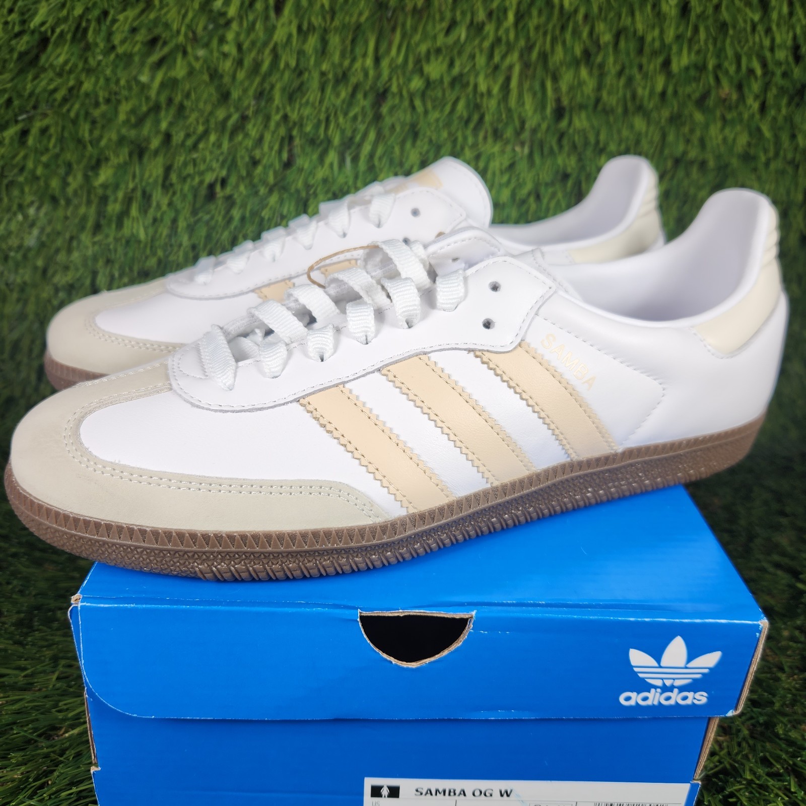 Adidas Samba OG Womens Sizes White Sand Beige Tan Sneaker Original Brown Bottom