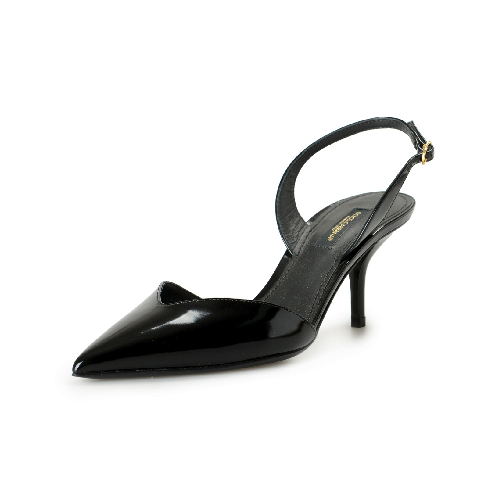 Dolce & Gabbana Women’s Black Leather Heeled Slingback Pumps Shoes US 6 IT 36