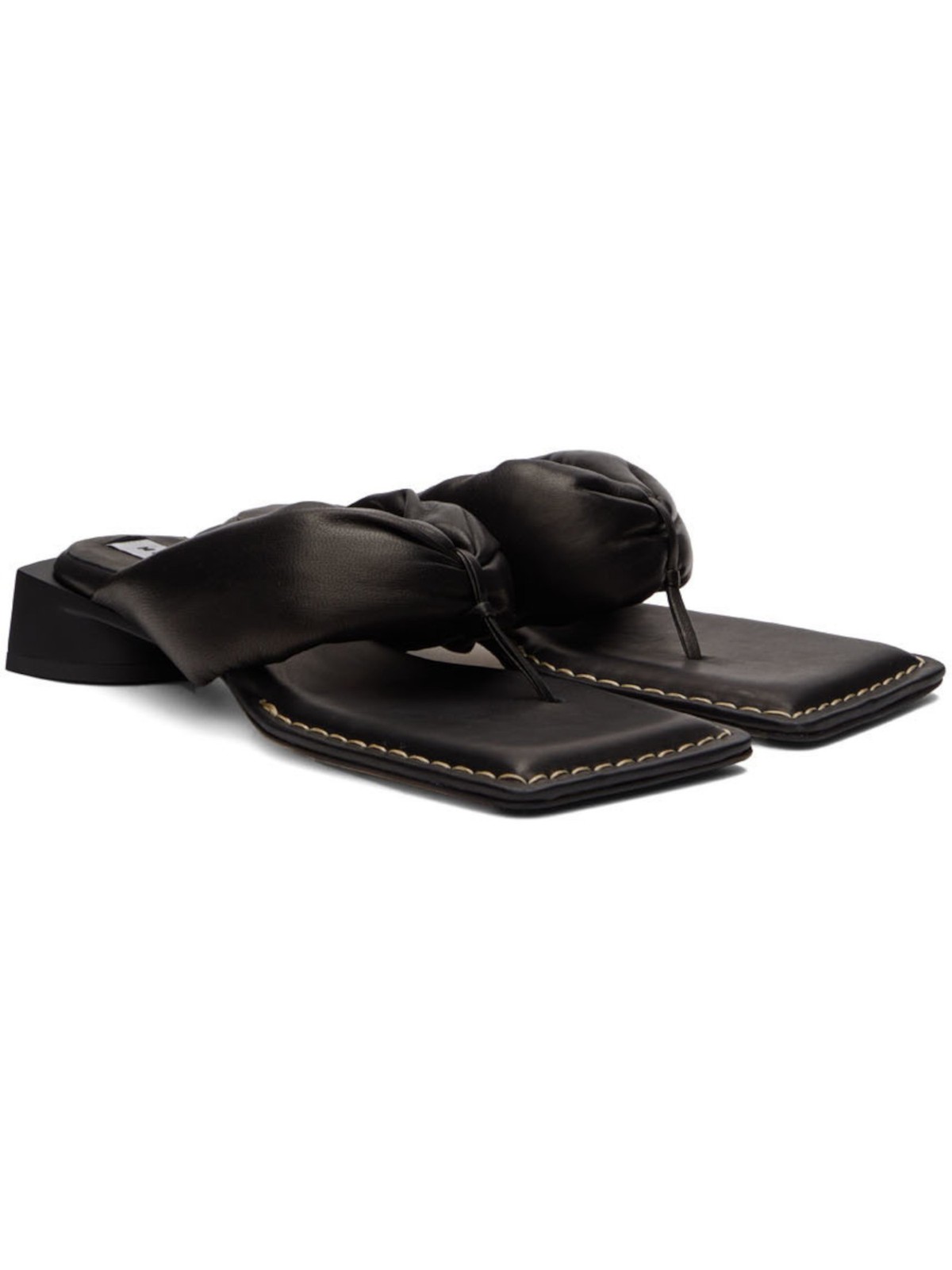 MIISTA Womens Black Anais Raven Toe Slip On Leather Thong Sandals Shoes 37