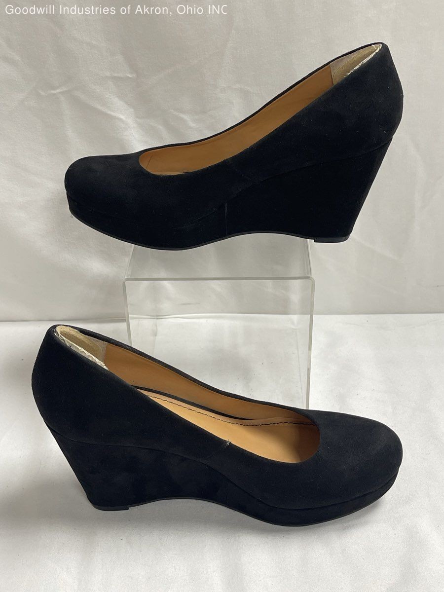 A.N.A. A New Approach Black Round Toe Platform Wedge Heels Shoes Size 6.5