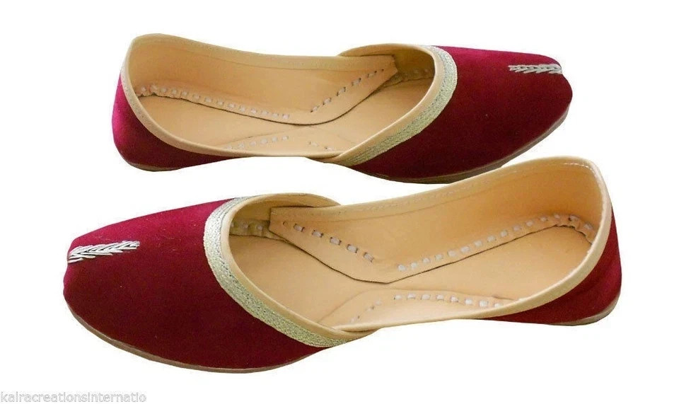 Women Wedding Shoes Leather Handmade Indian Mojaries Ballet Flat Jutties US 6-9