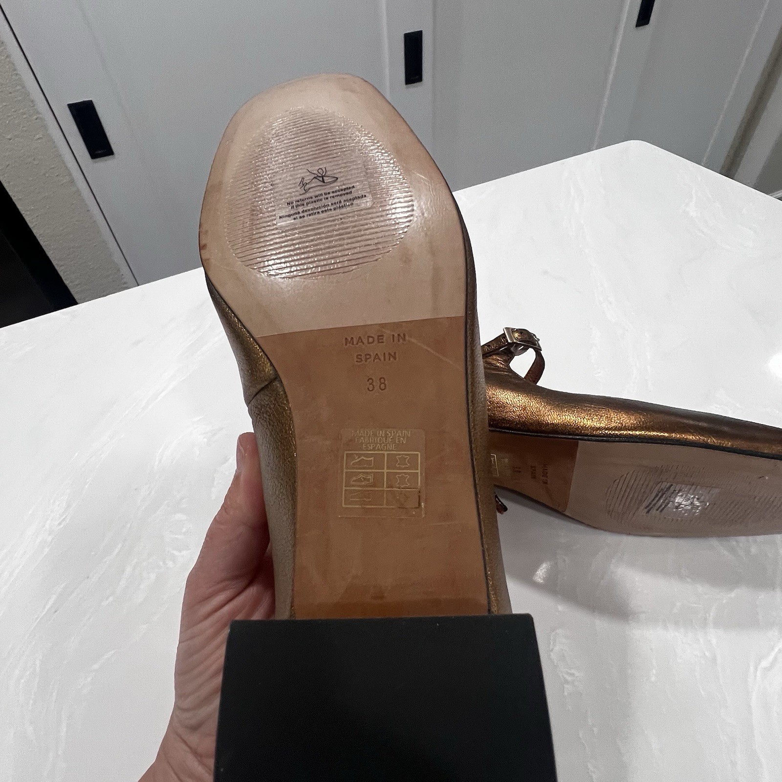 Maeve by Anthropology Women’s Mary Jane Shoes Size 38 US 7 Gold Brown Metallic