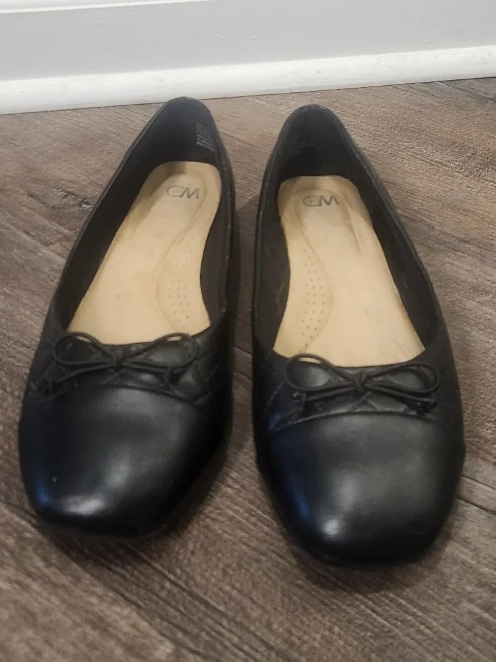 Black Ballet Flats CM Shoes Quilted Design Size 9.5W