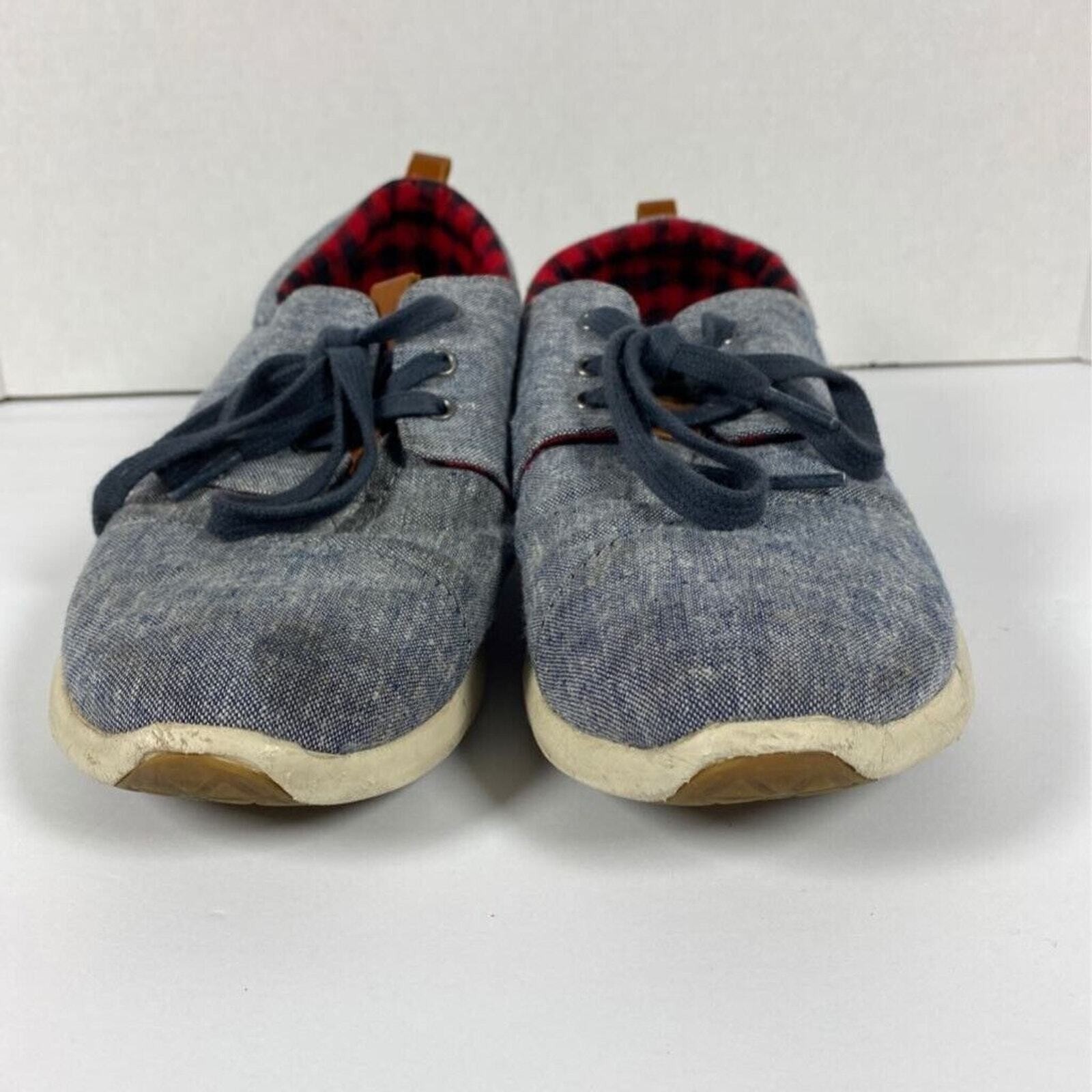 Toms Womens Del Rey Sneakers Blue Chambray 10008891 Low Top Lace Up Shoes 8.5 M
