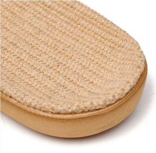 Summer Bambo Slippers, Breathable Rattan & Linen, Non Slippery Sole, Black
