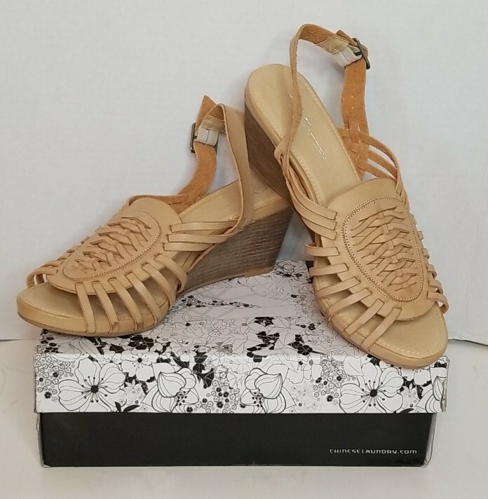 CL Chinese Laundry Shoes Heist Burnished Pale Nude Sandals Wedge Woman’s Size 10